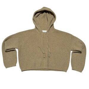 SOLAI THE LABEL Women's Oversized Heavy Knit Drawstring Hoodie Beige‎ Sm 23x18.5